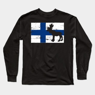 Finland flag moose Long Sleeve T-Shirt